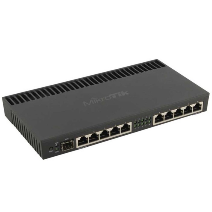 Powerful 10xGigabit port router with a Quad-core 1.4Ghz CPU, 1GB RAM, SFP+ 10Gbps cage and desktop case with rack ea